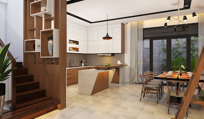 thiết kế bếp nhà phố