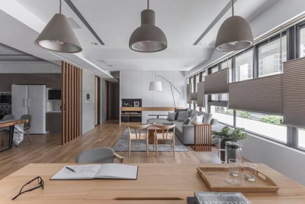 thiết kế nhà bếp và phòng khách chung