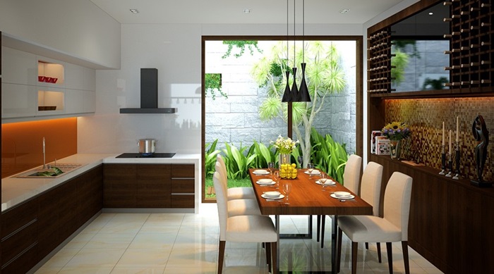 thiết kế nhà bếp cho nhà ống
